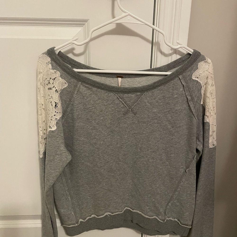 Gray Lace Shoulder Sweatshirt
Free People